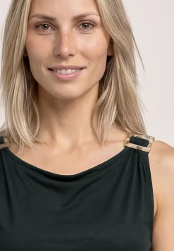 Top met ronde hals en schouderdetails