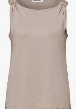 Top met ronde hals en schouderdetails