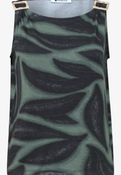 Top met ronde hals en schouderdetails