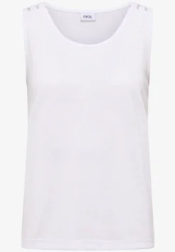 Top met ronde V-hals en gevlochten detail