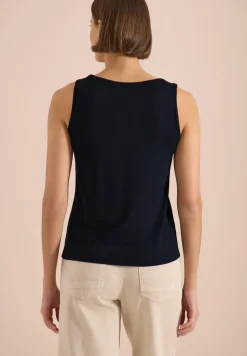 Top met ronde V-hals en gevlochten detail