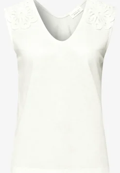 Top met V-hals en kanten detail