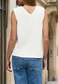Top met V-hals en kanten detail