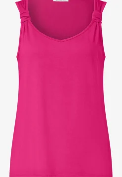 Top met V-hals en knoopdetail