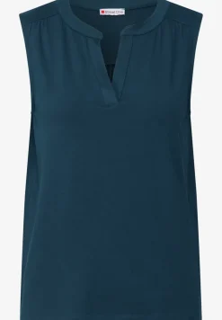 Tricot top met gespleten hals