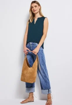 Tricot top met gespleten hals
