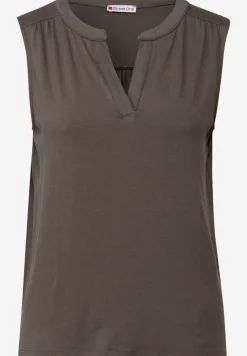 Tricot top met gespleten hals