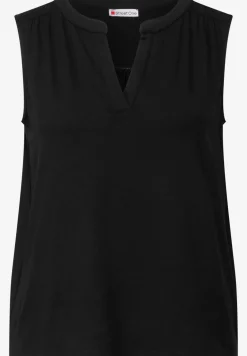 Tricot top met gespleten hals