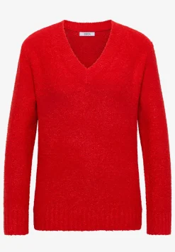 Trui met bouclé V-hals