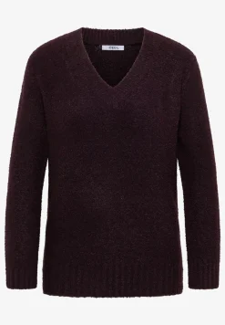 Trui met bouclé V-hals