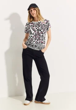 T-shirt in materiaalmix