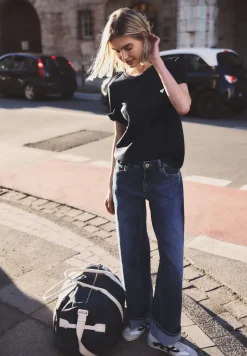T-shirt met ronde hals en borduursel