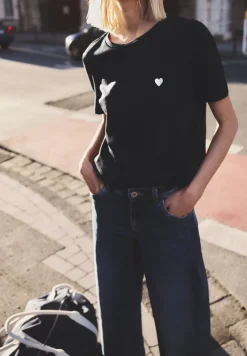 T-shirt met ronde hals en borduursel
