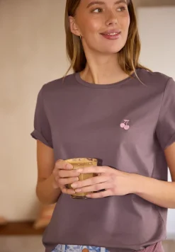 T-shirt met ronde hals en borduursel