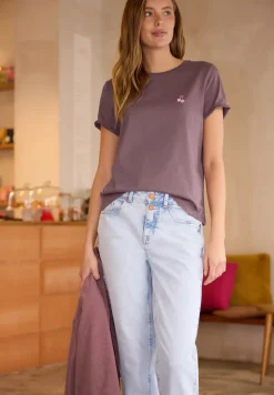 T-shirt met ronde hals en borduursel