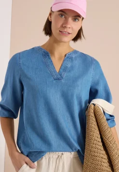 Tuniek met 3/4 mouwen in denimlook