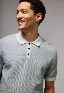 Tweekleurig gestructureerd poloshirt