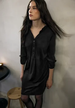 Velours jurk in tuniek-look
