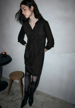 Velours jurk in tuniek-look