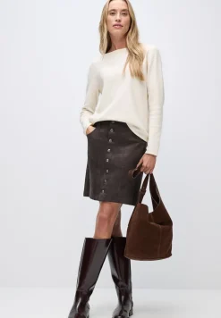 Velours rok met knopen