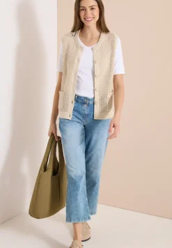 Vest met ronde hals in gehaakte look