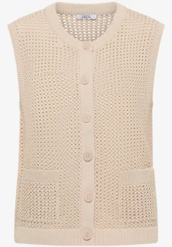 Vest met ronde hals in gehaakte look