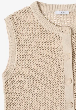 Vest met ronde hals in gehaakte look