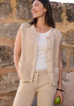 Vest met ronde hals in gehaakte look
