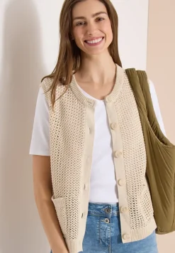 Vest met ronde hals in gehaakte look