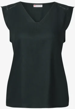 V-hals top met gehaakte details