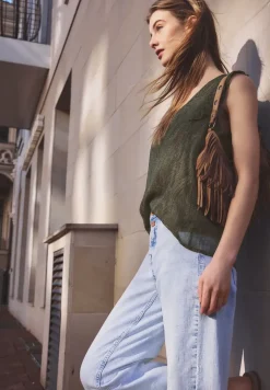 V-hals top van chiffon met volants