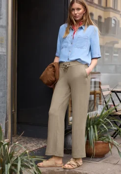 Wide Legs broek in crinkle crashstructuur