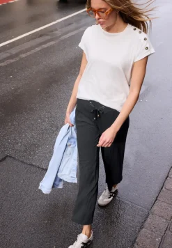 Wide Legs broek in crinkle crashstructuur
