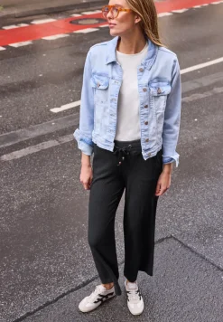 Wide Legs broek in crinkle crashstructuur