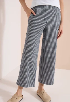 Wide Legs broek in seersucker stof