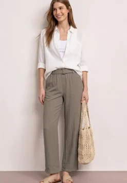 Wide Legs broek met riem in casual pasvorm