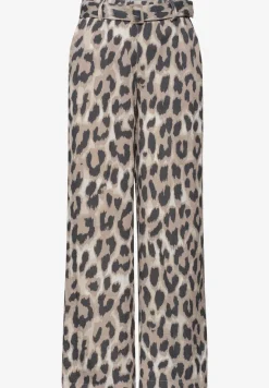 Wide Legs broek met riem en leoprint