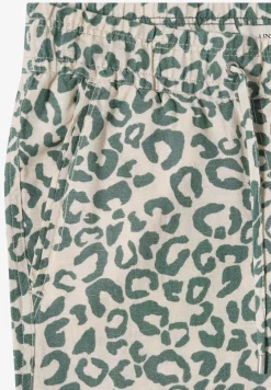 Wide Legs broek van linnenmix met luipaardprint